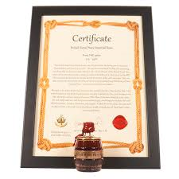 British Royal Navy Imperial Rum m Certifikat